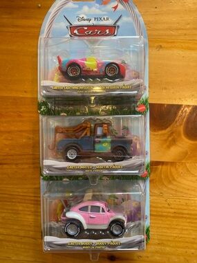 Easter Pixar Cars 3-Pack. Lightning McQueen, Mater, Bunny Buggy. Toys Cars